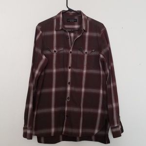 All Saints Burgundy Plaid Button Down
